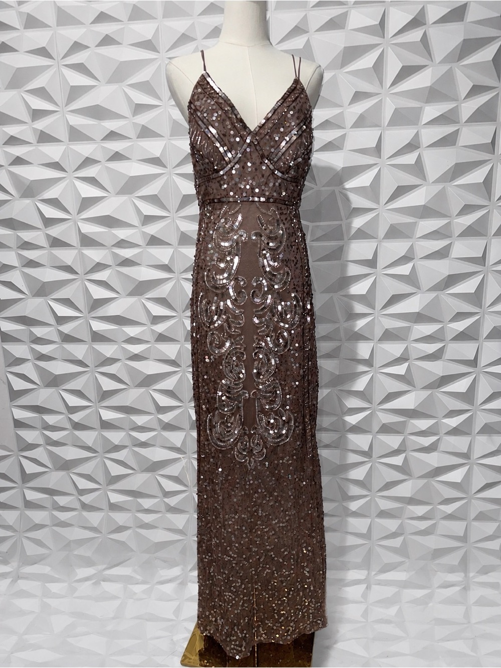 Marina Sequin V-Neck Evening Gown Prom Sz 10 Gatsby Party - Picture 2 of 4